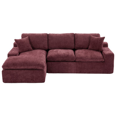 Canapé modulaire en L 107,9 po en forme de L à 3 places avec coussins double épaisseur et poches latérales pour le salon 107,9 po