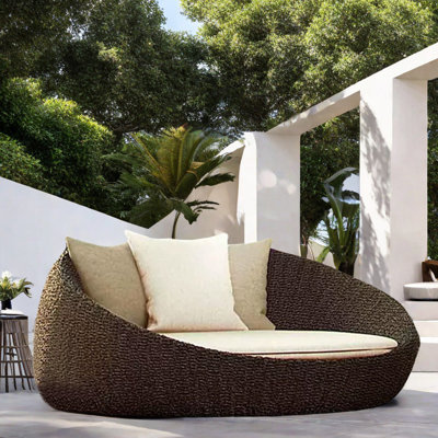 Leisure PE Rattan Patio Daybed 59.06'' Wicker Outdoor Patio Daybed with SunbrellaÂ® Cushions -  Elegance Furnishings, XXFQDRYA