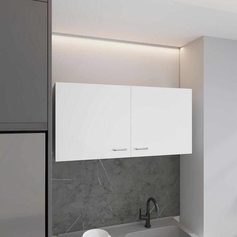Armoire murale H 19 po, deux portes, deux tablettes internes, blanc
