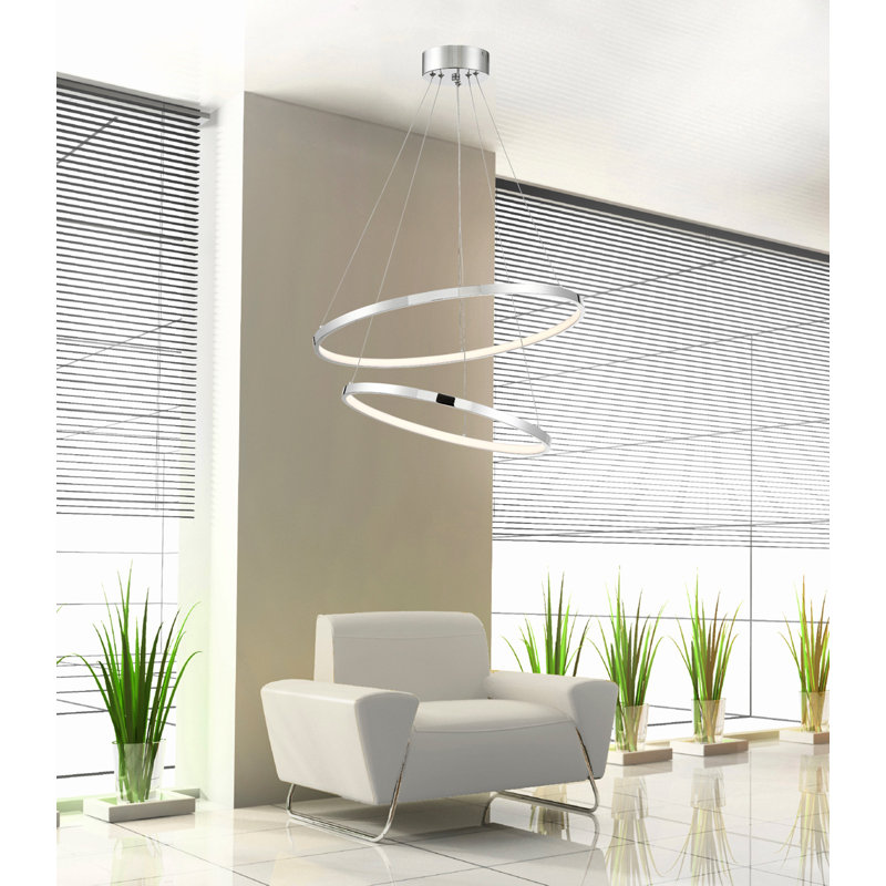 Saleigh 2 - Light LED Geometric Chandelier, Chrome, 1.25" H x 23" W x 23" D
