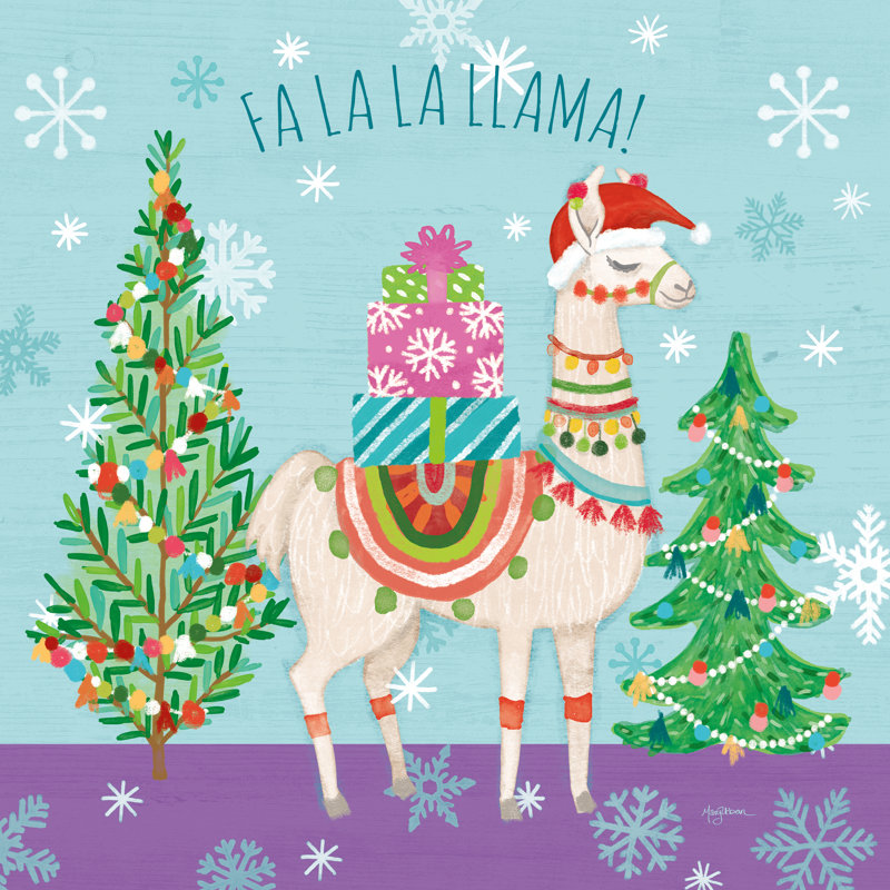 Lovely Llamas IX - mauve, H 36 po x l 36 po, Non, Cadre flottant blanc