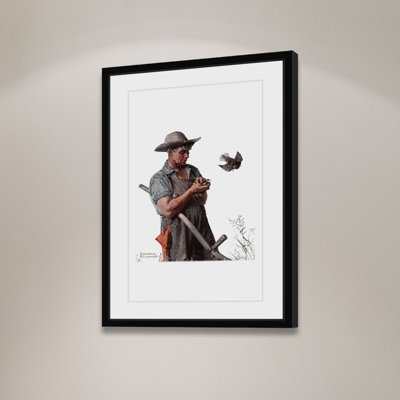 Farmer And The Bird by Norman Rockwell - Wrapped Canvas Print