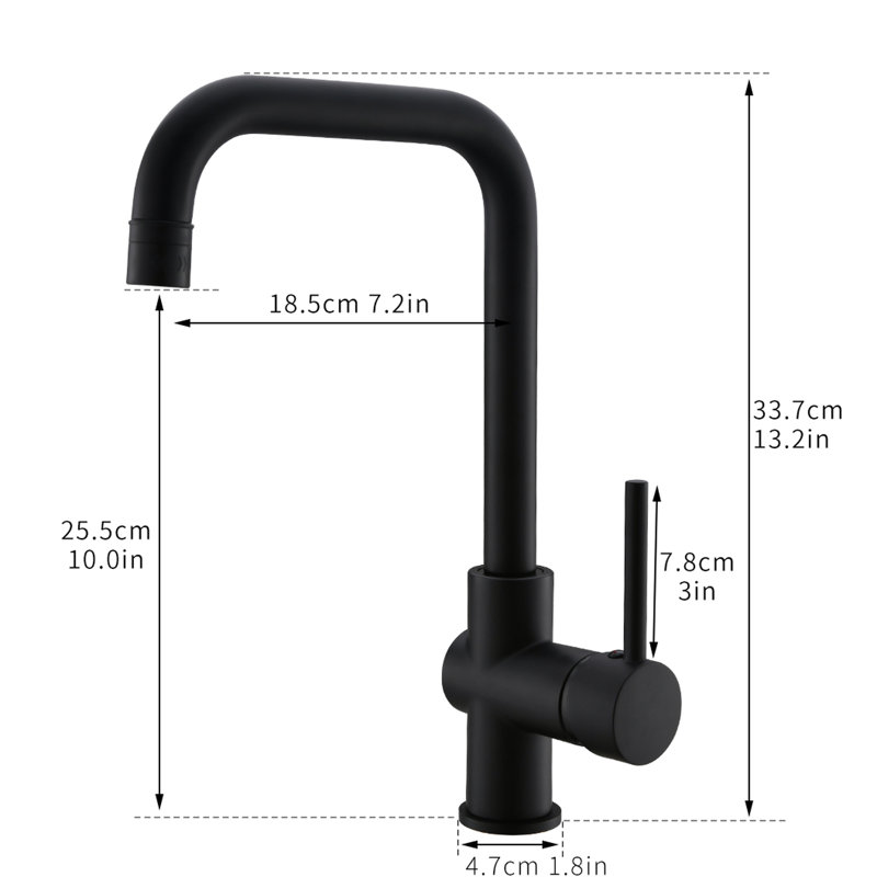 Single Handle Matte Black Kitchen Faucet 1 Hole For Outdoor Showers Ceramic Filler Lever Laundry
