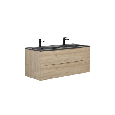 Combo 47 Inch Double Basin Vanity With A Integrated Balck Top