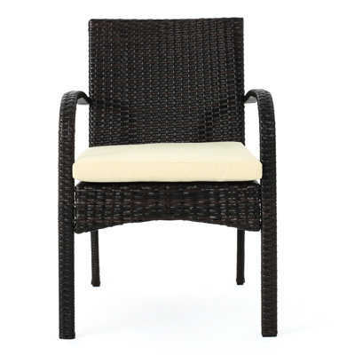 Chaise de salle à manger d'extérieur - Kd Pe, couleur brune, coussin d'eau inclus, résine protégée, construction en fer et aluminium brun brun, coussin d'eau, - métal stable