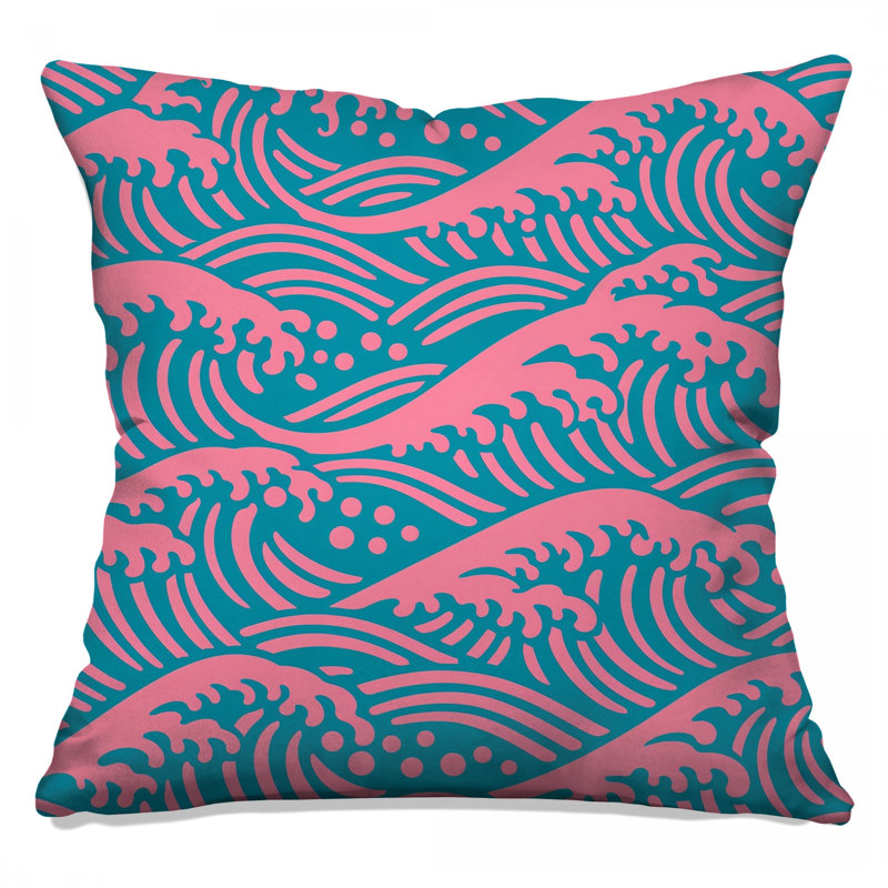 Coussins Pink Ocean Waves, 16 x 16 inches
