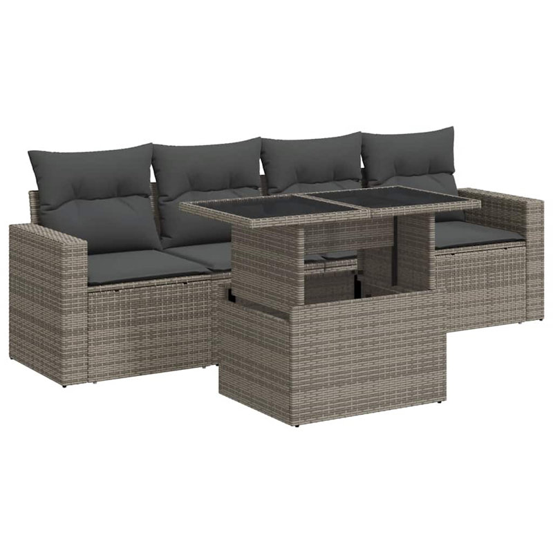 Ensemble de canapé de jardin gris foncé, Gris