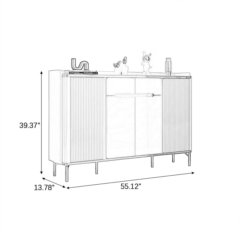 Rangement à chaussures en bois manufacturé beige, H 39,37 po x l 55,12 po x P 13,78 po