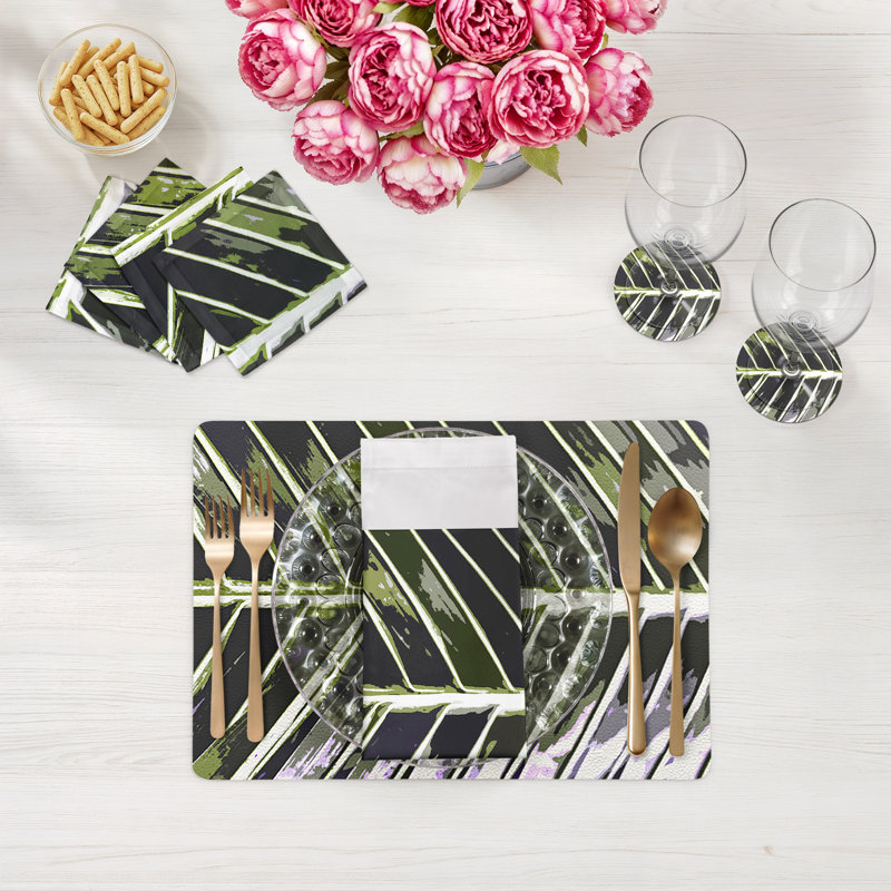 Sous-verres ronds en cuir tropical, Kaki