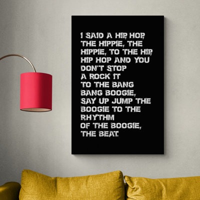 Rapper's Delight Lyrics White Text - Wrapped Canvas Print