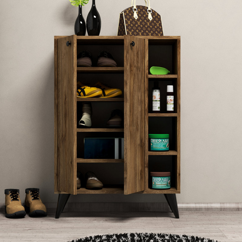 Armoire de rangement pour chaussures 6 paires, Noyer