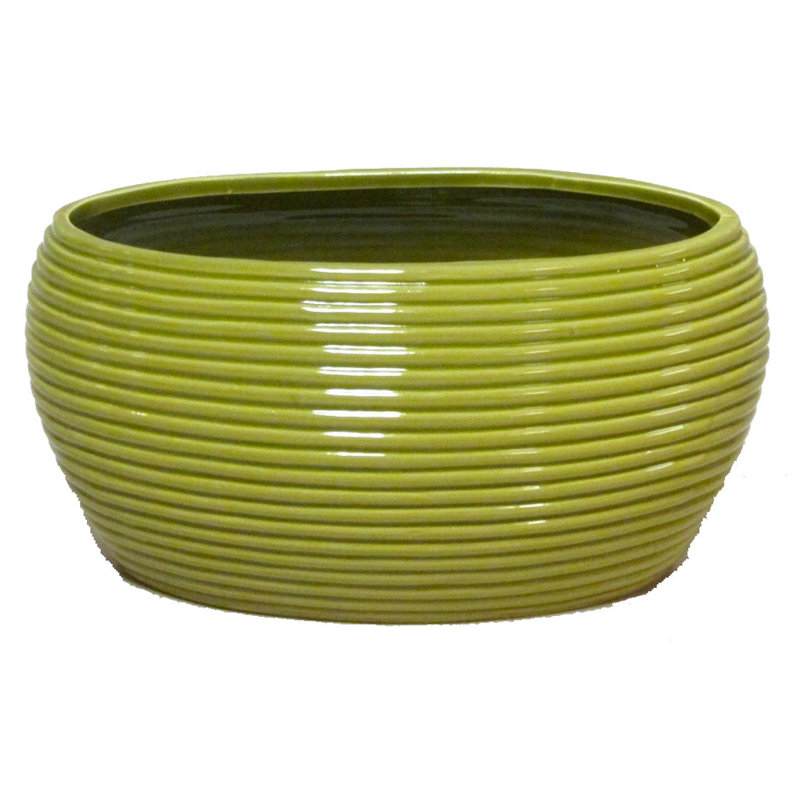 Pot à fleurs en céramique émaillée Alfred, Vert lime