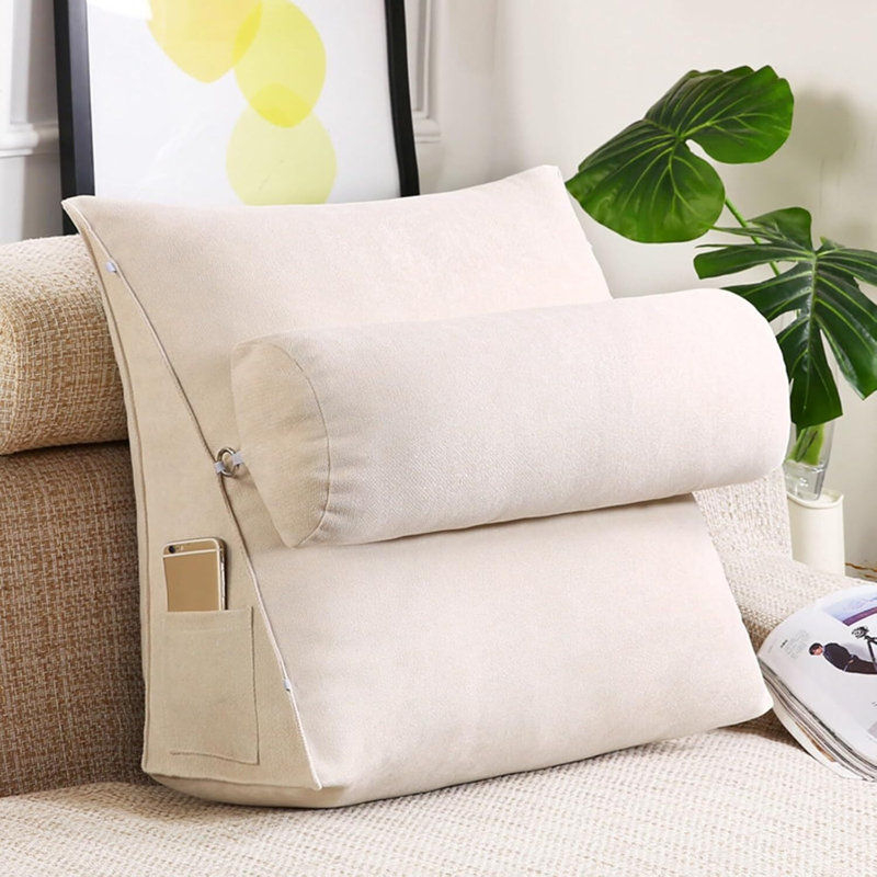 Coussin de lecture Chenille, Beige clair 