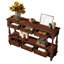 Console en bois massif avec 6 tiroirs et une tablette, table de vestibule vintage en bois à 2 niveaux pour le salon, le couloir et l'entrée-1603399498