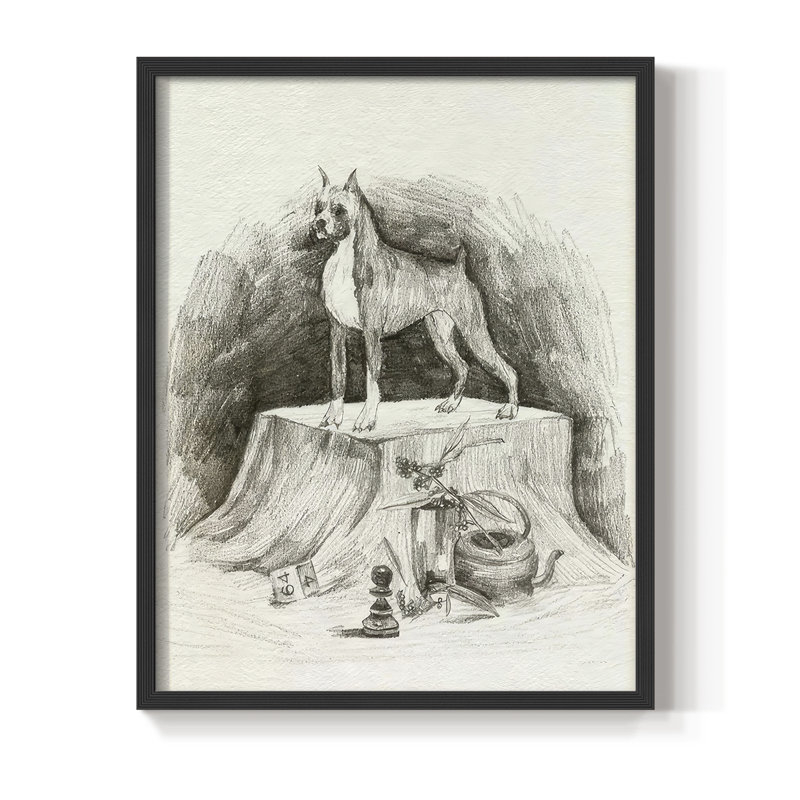 A Gentleman IV, reproduction encadrée - bois massif, H 15 po x l 12 po, Noir, noir, noir, noir