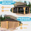 Pavillon de jardin en bois de cèdre 12 x 16 pi, pavillon en bois massif avec toit double en acier galvanisé, moustiquaire et rideaux, pavillon de jardin extérieur pour patio, cour, terrasse, pelouse