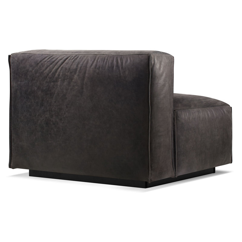 Cleon Slipper Chair, Slate Genuine Leather