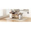 Table de salle à manger extensible avec plateau pliable extra-long, îlot de cuisine roulant avec tiroirs, prise de courant et verrou de frein, armoire de rangement pour la cuisine et la salle à manger (noyer + blanc crème)-120121235