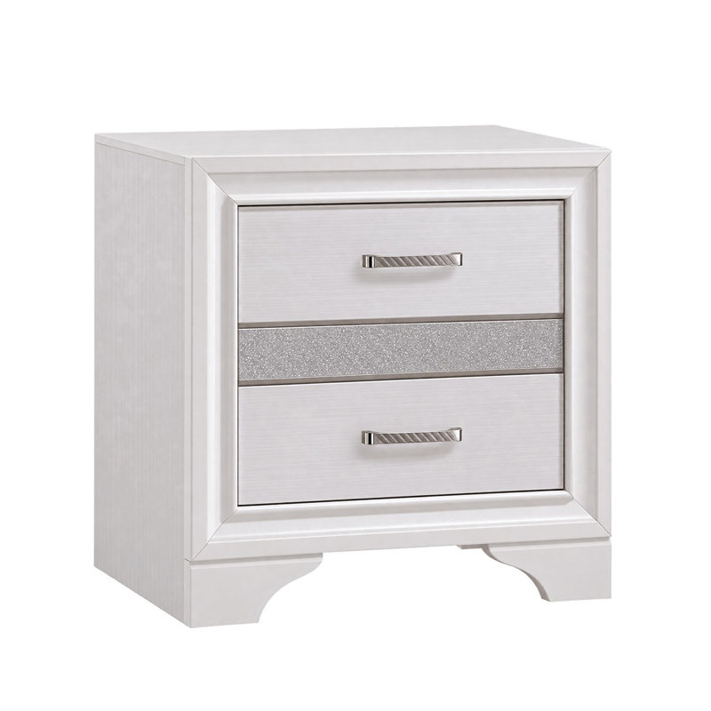 Ensemble de chambre à coucher Queen, blanc, ensemble 3 pièces avec 2 tables de chevet