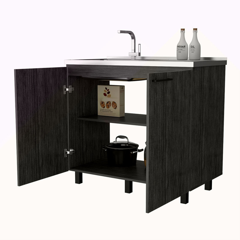 Lavabo et armoire Smokey Oak, Gris