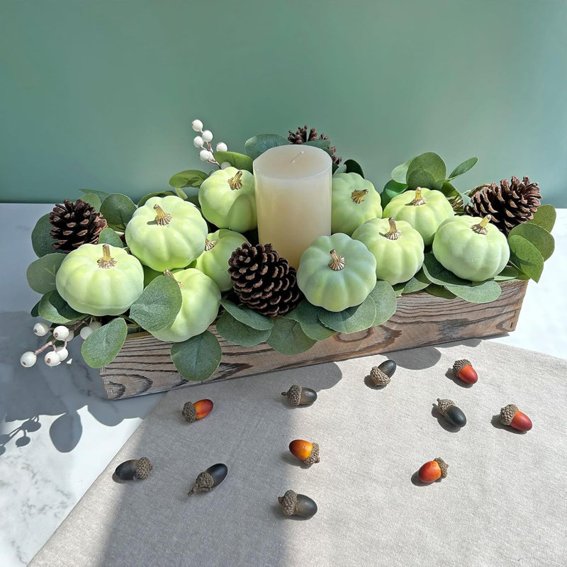 12 petites citrouilles artificielles 12 pièces, Vert clair