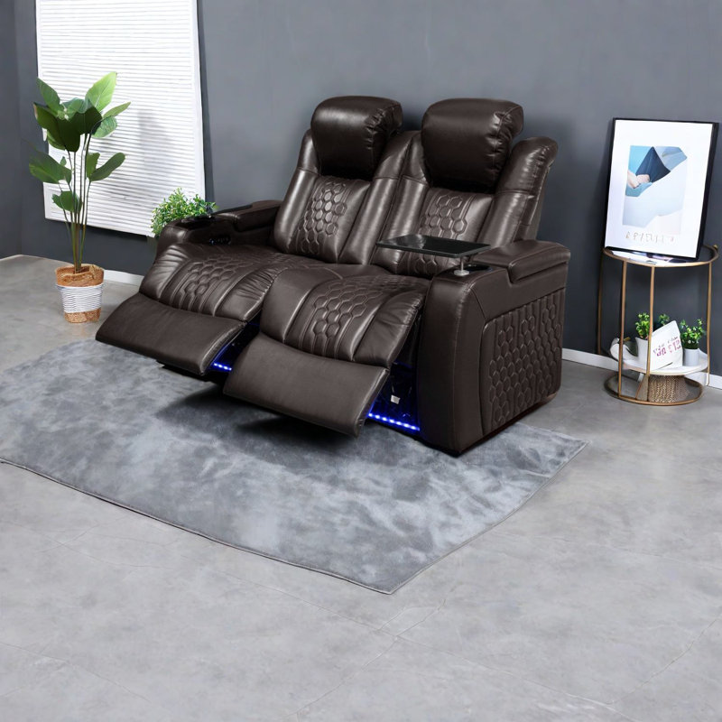 Fauteuils inclinables modernes avec rangement, cuir fleur, pour le divertissement à domicile