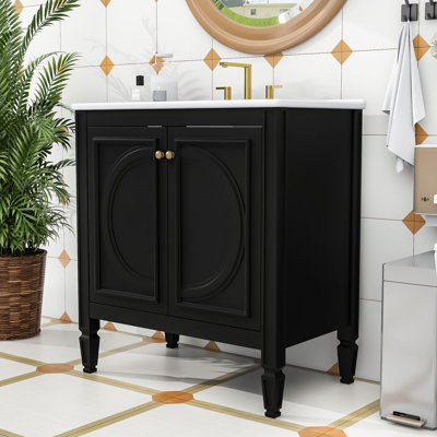 Meuble-lavabo autoportant avec lavabo lisse et tiroir fonctionnel