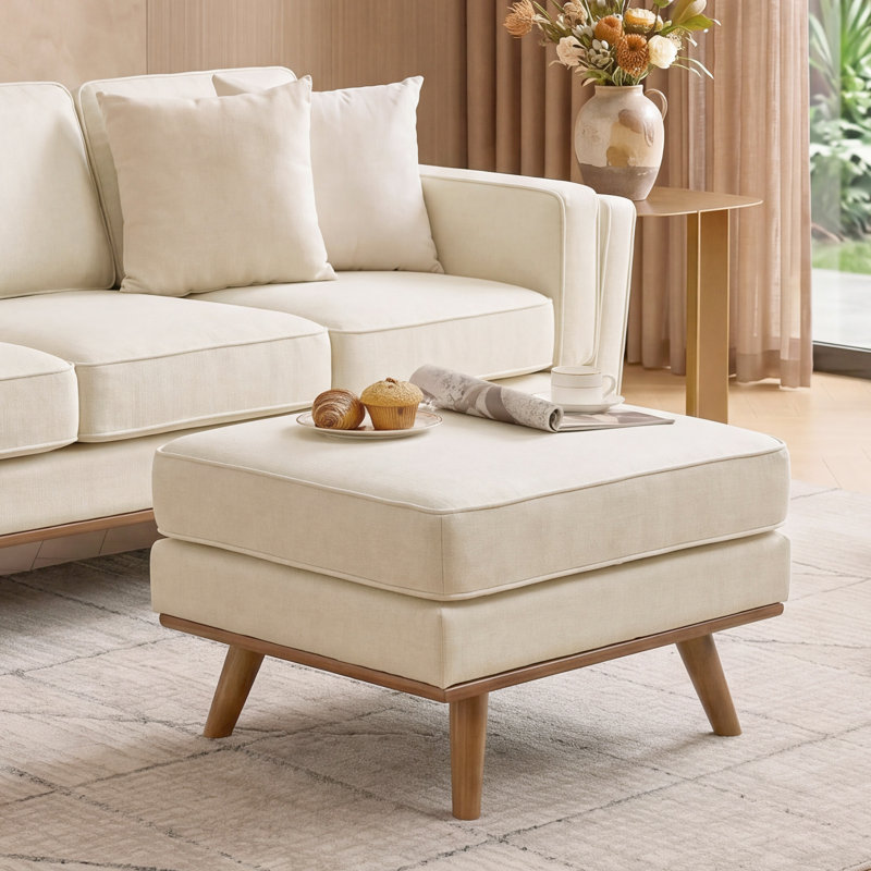 Repose-pieds rembourré 29,7 po Inayat, Chenille - beige