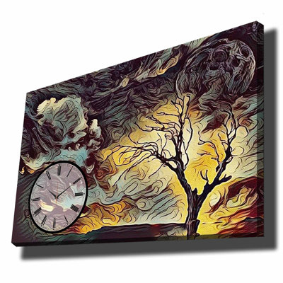 Horloge murale élégante en toile 27,6 po x 39,4 po | Toile 100% suède avec cadre 100% bois (épaisseur: 1,1 pouce) | Parfait pour la décoration intérieure, garde-temps élégant pour le salon et le bureau, design unique