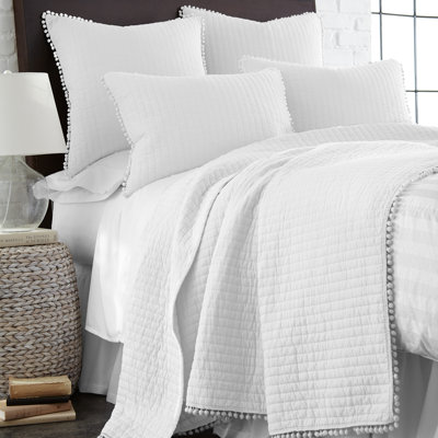 Pom Pom White King Quilt