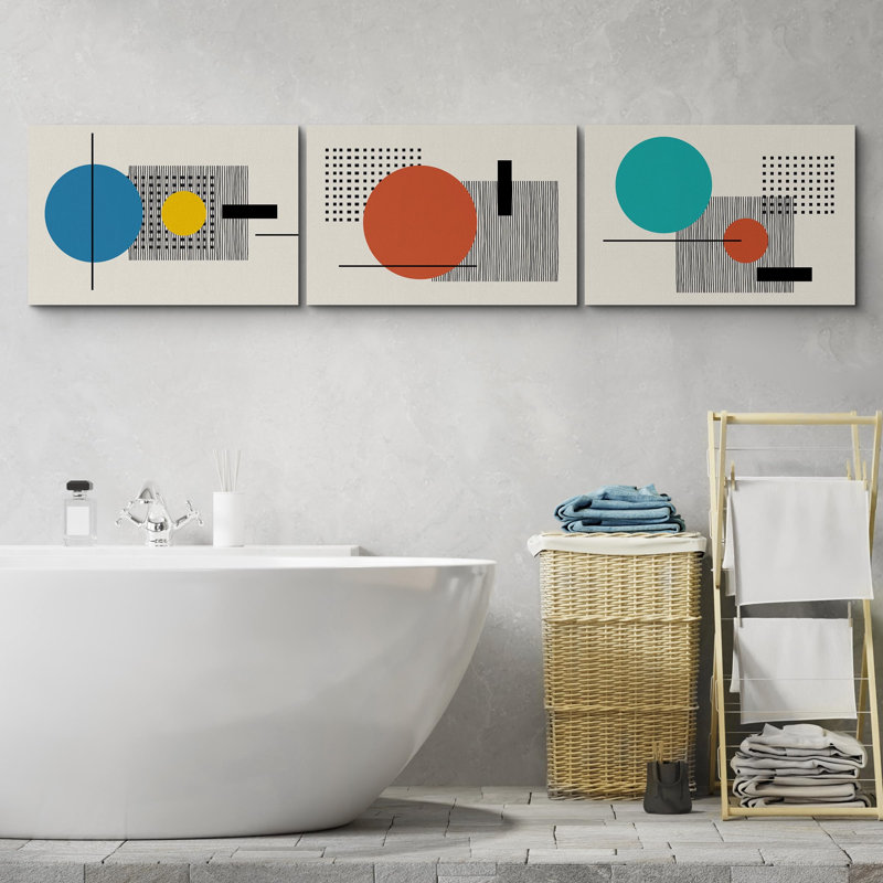 Illustration de motifs géométriques colorés de motifs bohème rouge et bleu pour le salon, la chambre à coucher, Toile tendue