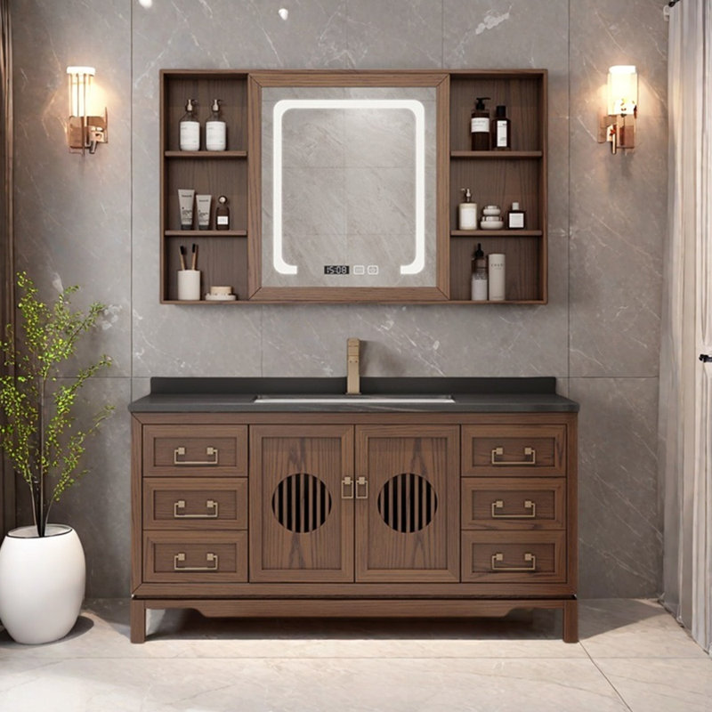 Chinese retro high-end bathroom cabinet, 51.1" W