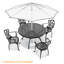 Ensemble de salle à manger de patio 5 pièces, table ronde de 48,03 po avec trou pour parasol et 4 fauteuils avec coussins beiges-2080033100-2080033101