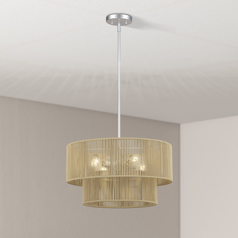 Lustre suspendu 4 lumières Asllan, Argent argent, Doré