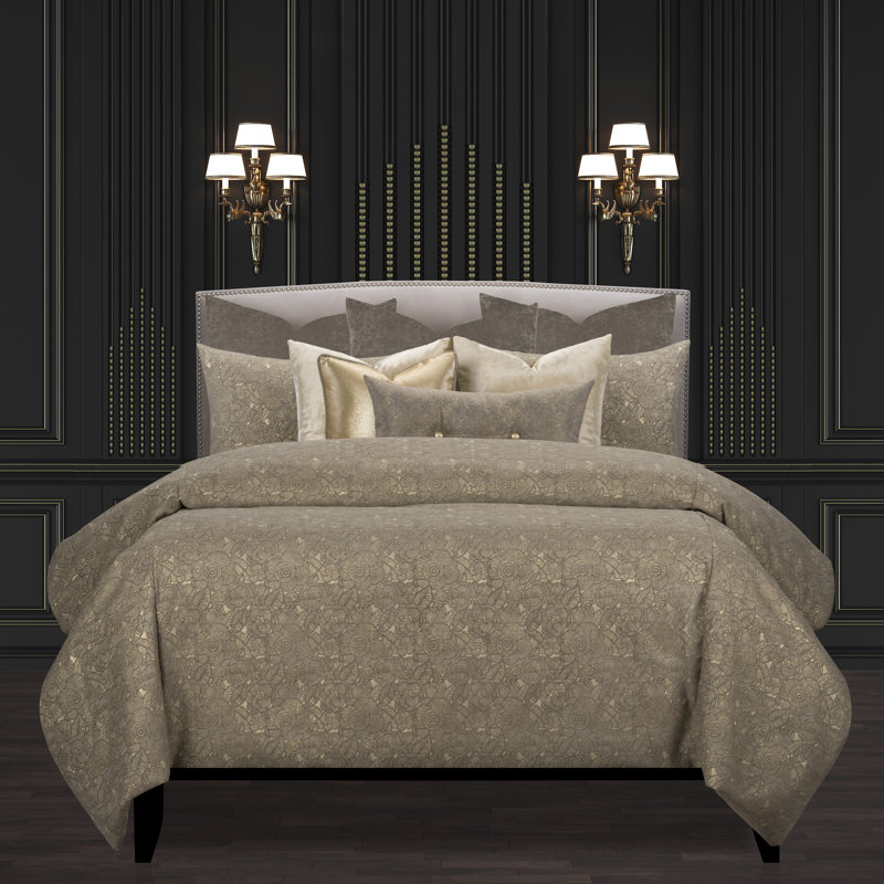 Deco Duvet Cover & Insert Complete Designer Set, Rose, Queen Duvet Cover + 4 Shame + 4 Throw Pillows