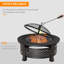 Outsunny 81cm Outdoor Fire Pit Round with Grill Net, Poker Bronze Tone