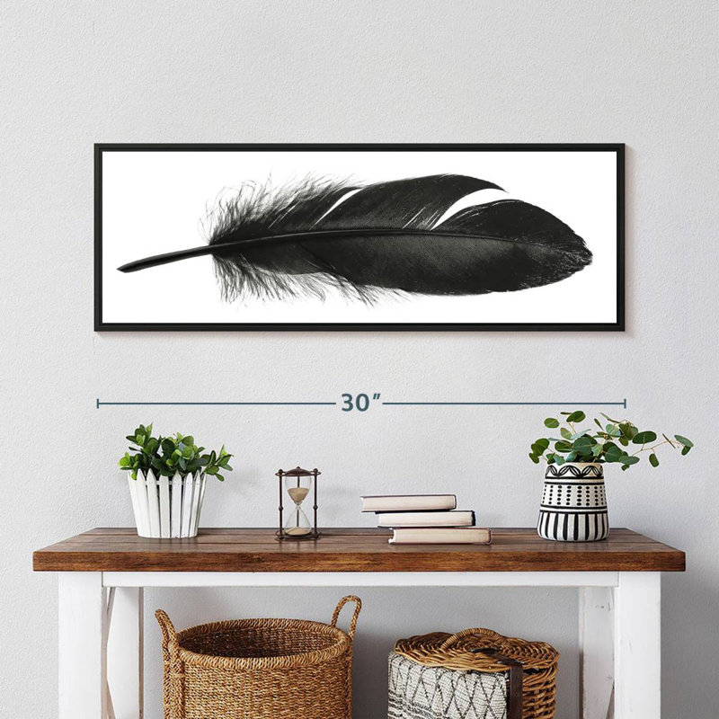 Plume foncée, Cadre flottant noir, 31 po x 11 po