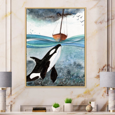 " Orca In The Blue Sea " Painting Print