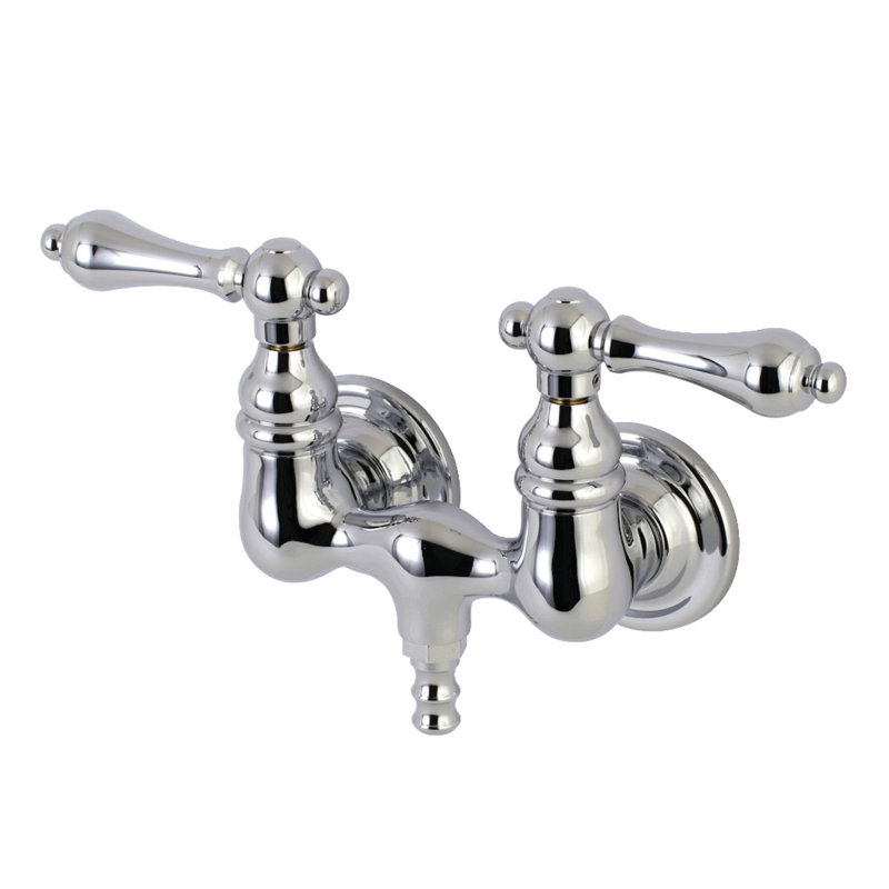 Kingston Brass Aqua Vintage Two-Handle 2-Hole Tub Wall Mount Clawfoot Tub Faucet, Polished Chrome