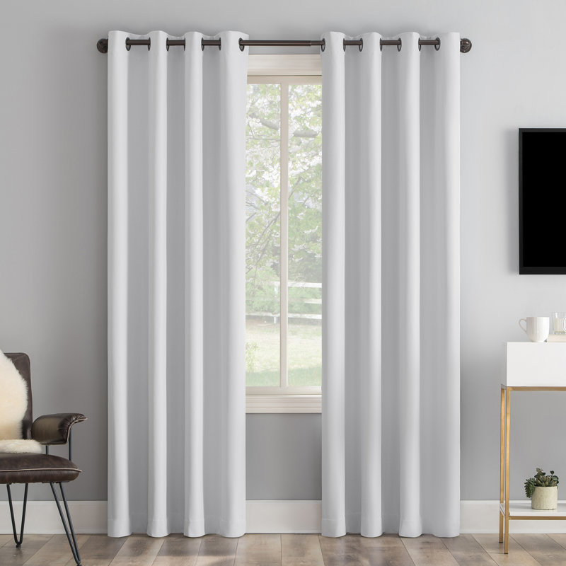 Tyrell Tonal Texture Draft Shield Fleece Insulated 100% Blackout Grommet Curtain Panel, Dove White, 50" W x 96" L
