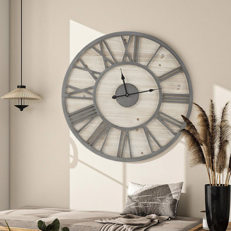  Minimalist Wood Wall Clock 23.6" 