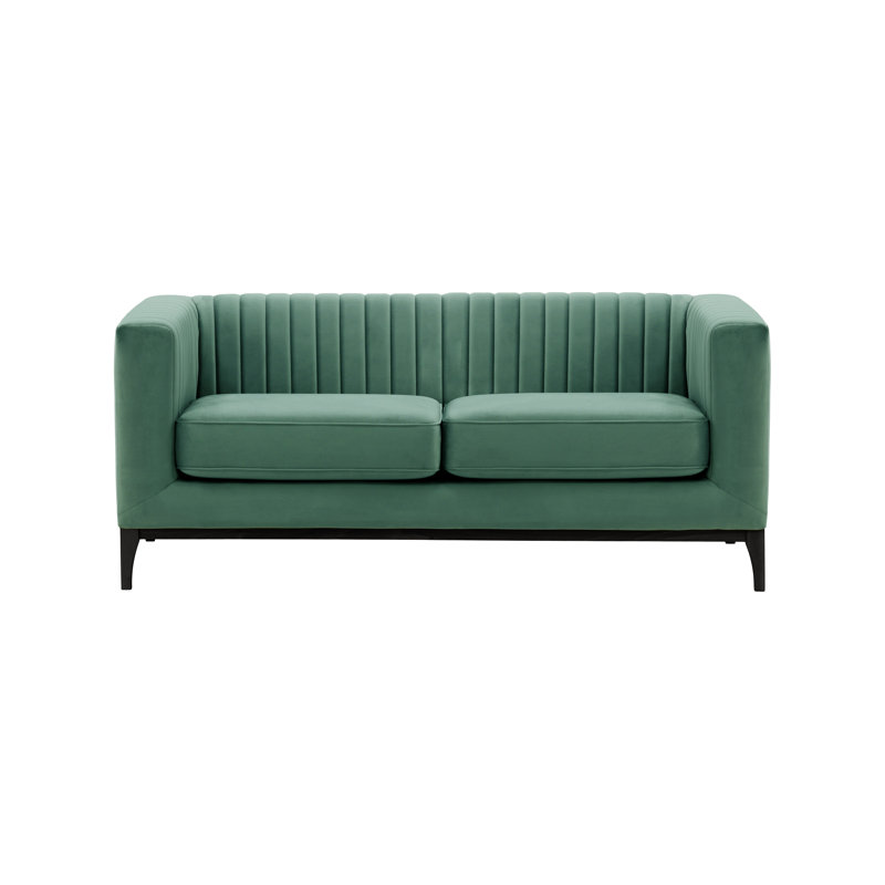 Buie Velvet Sofa, Azur blue, Black