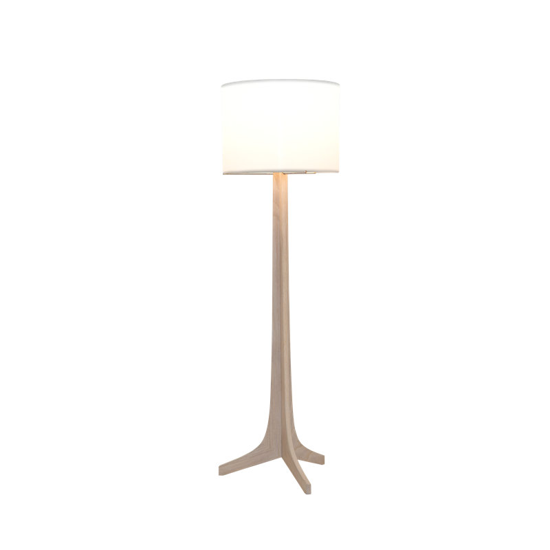 Lampe sur pied 59 po Nauta, Lin blanc, Chêne blanc délavé/laiton brossé
