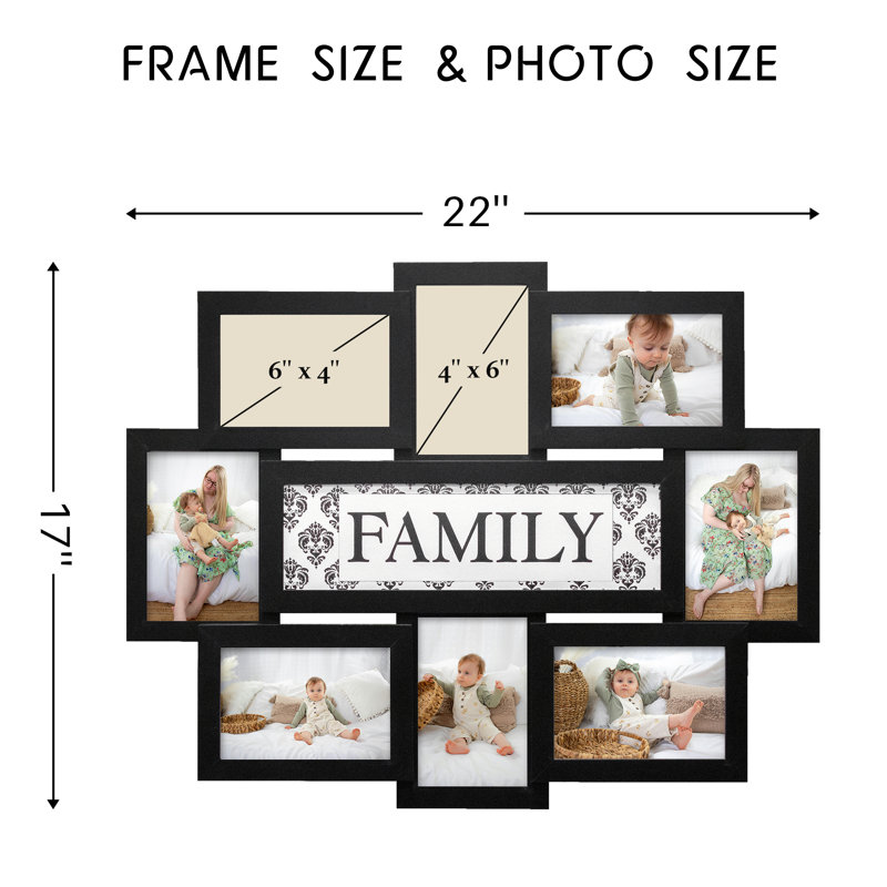 Cadre photo pour 8 personnes Pourteau, Noir