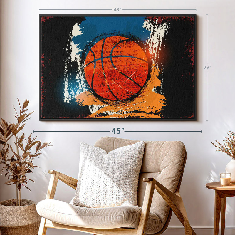 Impression sur toile Basketball Grunge, H 29 po x l 43 po