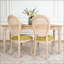 Ensemble de 2 chaises de salle à manger French Country rembourrées à dossier rond en rotin naturel-416273016-416273019