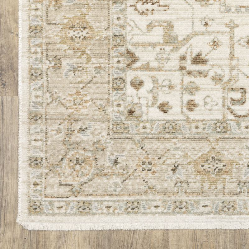 Lainey Vintage Center Medallion Beige/Gold Area Rug, Rectangle 2'9" x 5'