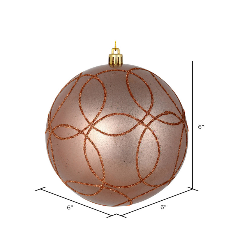 Ornement boule bonbon avec cercle scintillant, Or rose