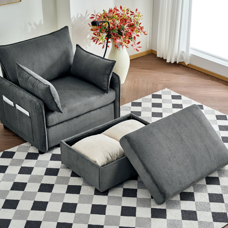 Chaise longue surdimensionnée en velours côtelé Comfy, Grey