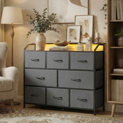 TV Stand with 8 Fabric Drawers & LED Lighting